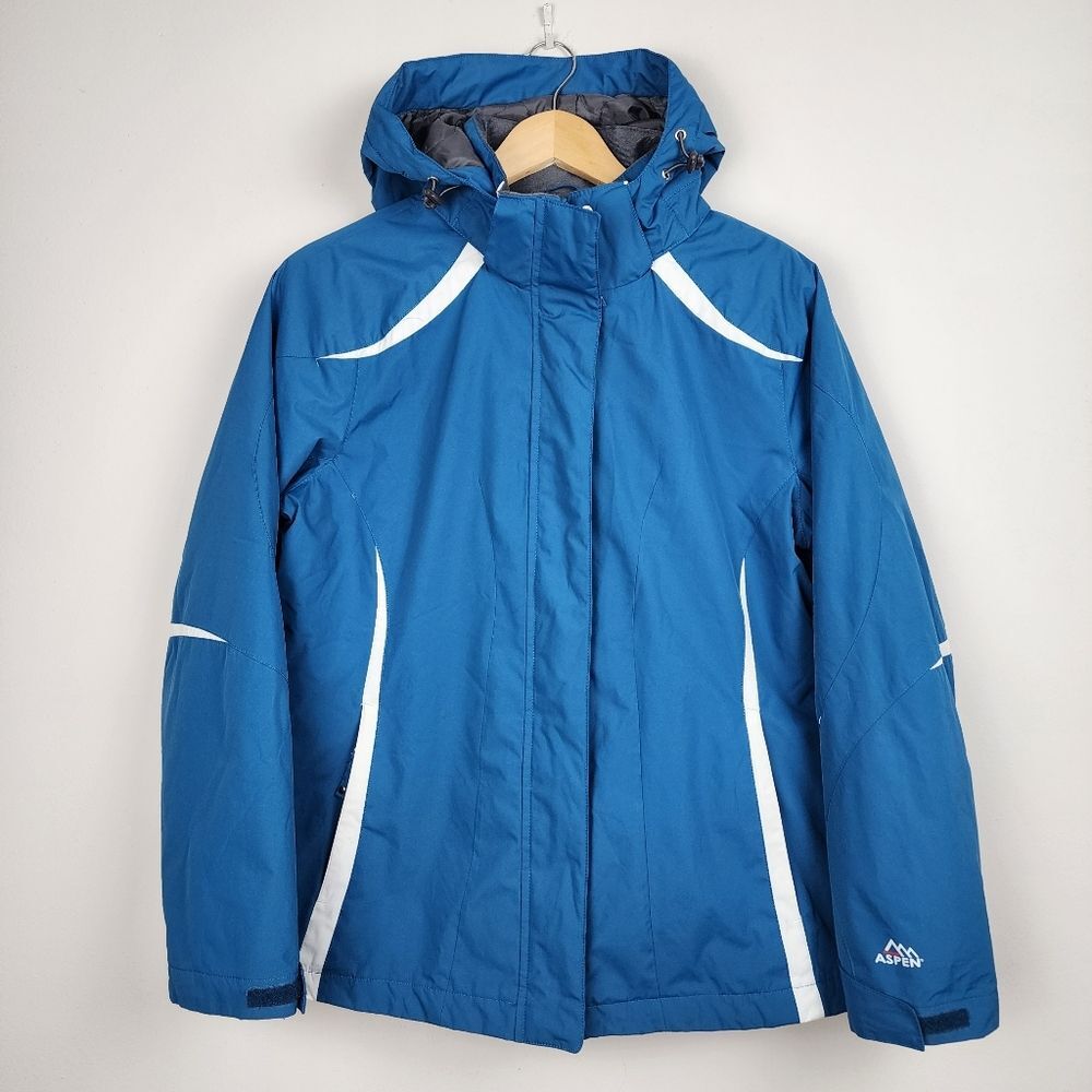 Aspen 3-in-1 Parka Jacket Women's Large Turquoise Blue Gorpcore Hooded Windbreak - Picture 9 of 16